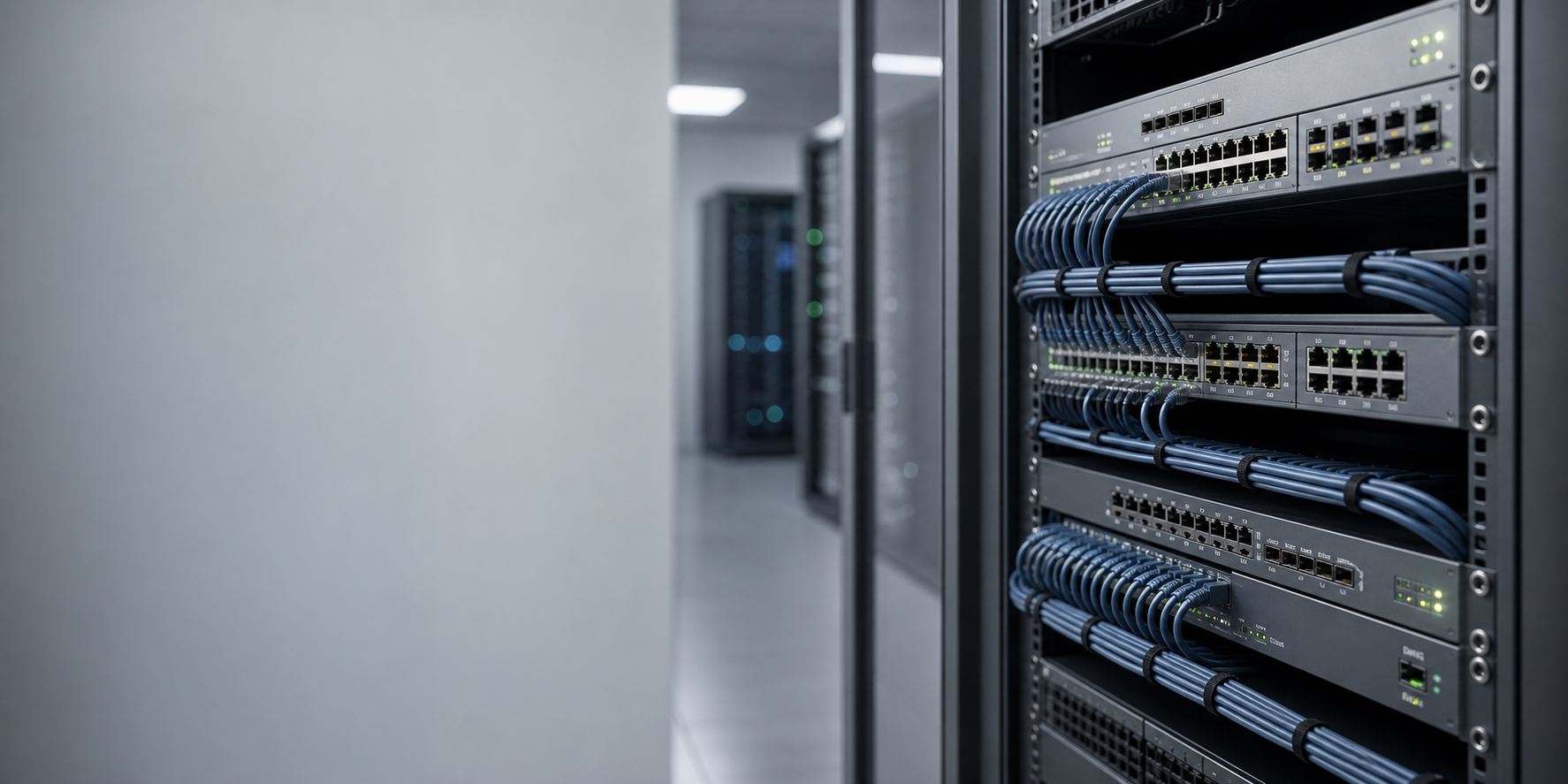 Network switch rack.